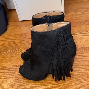Black heeled short boots